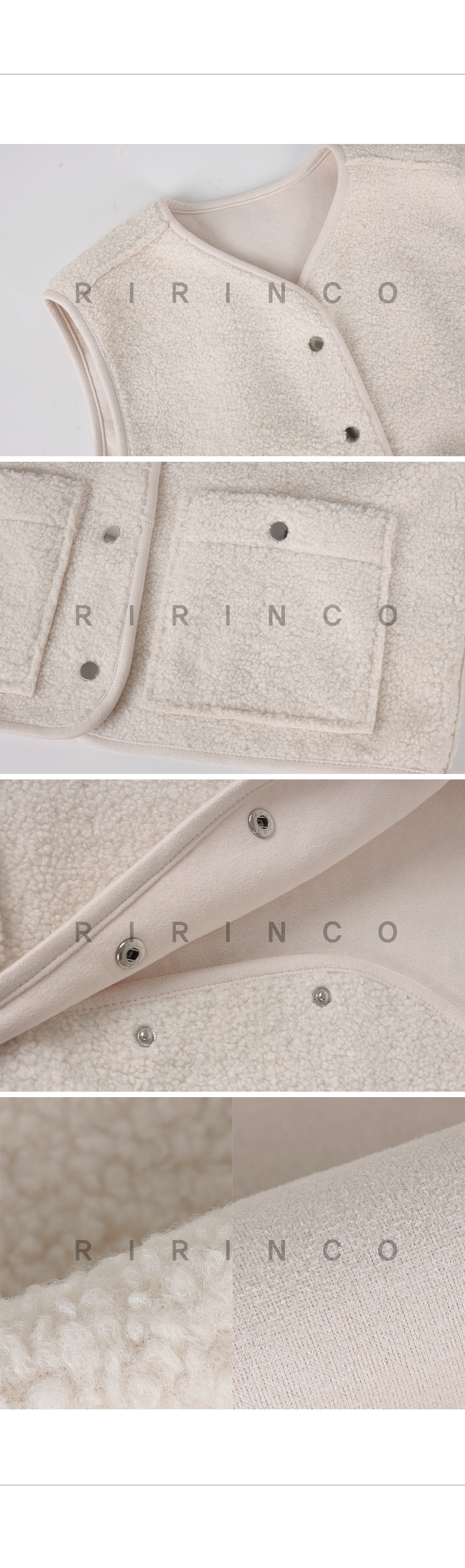 RIRINCO [カップル/ペアルック]ポケット付きボタンボアベスト