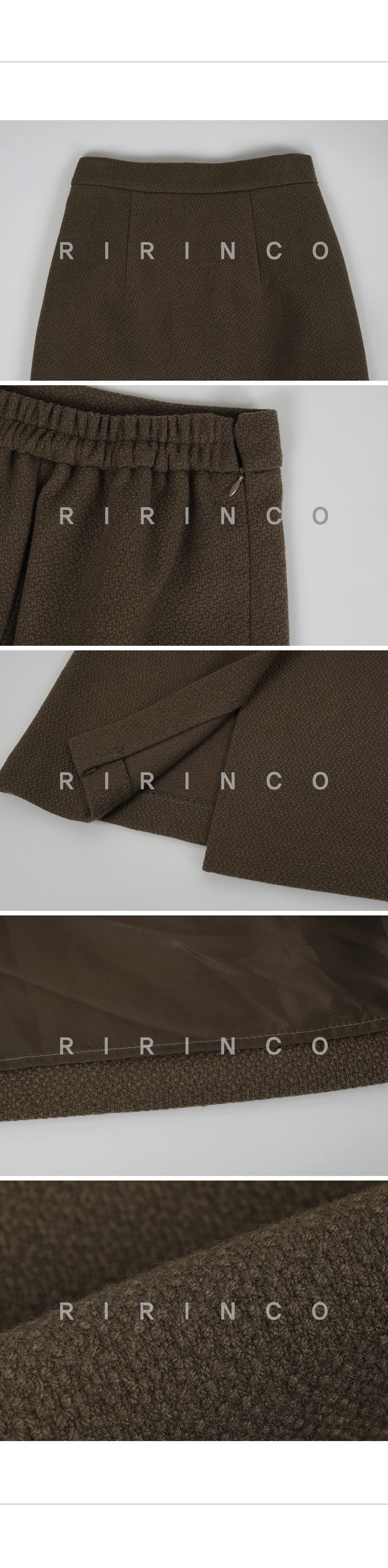 RIRINCO ツーピースツイードバックゴムロングスカート
