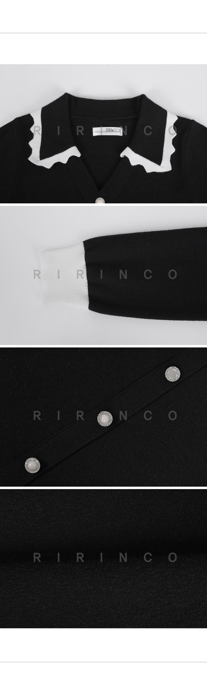 RIRINCO 配色カラーネックミニニットワンピース