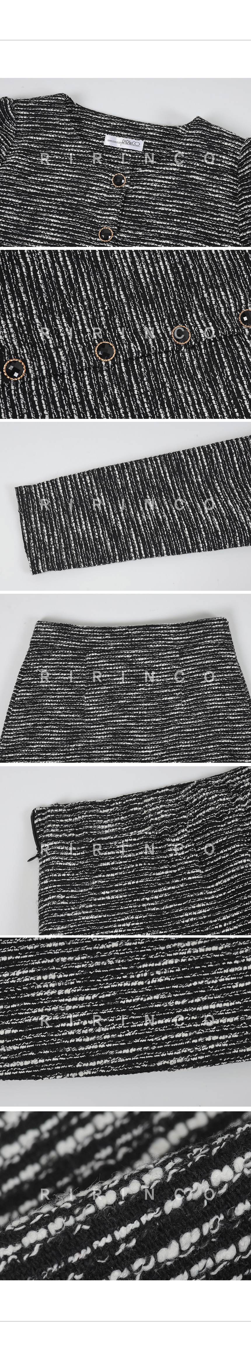 RIRINCO ツイードセミクロップドジャケット＆バックゴムスカートセット