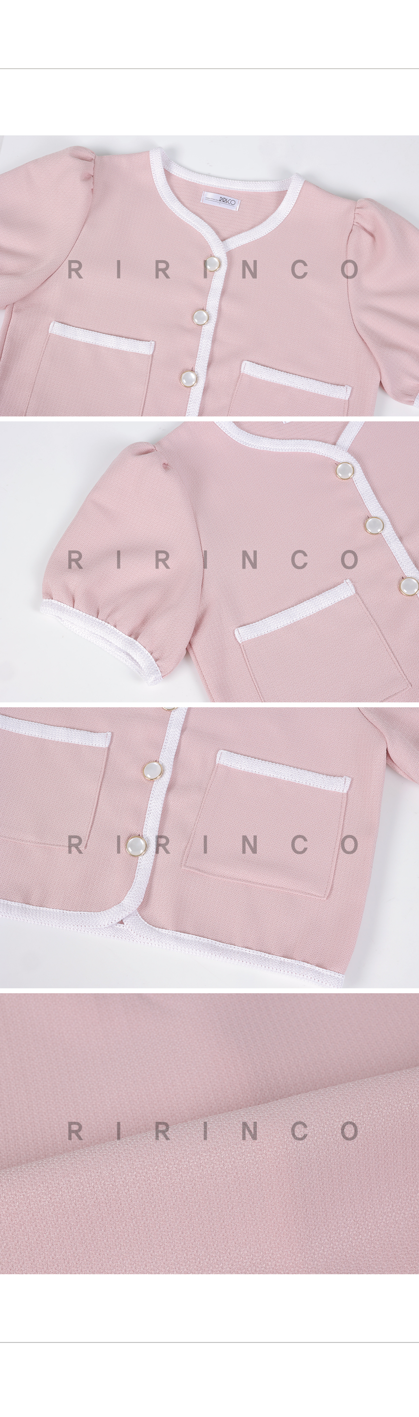 RIRINCO 配色セミクロップドパフジャケット