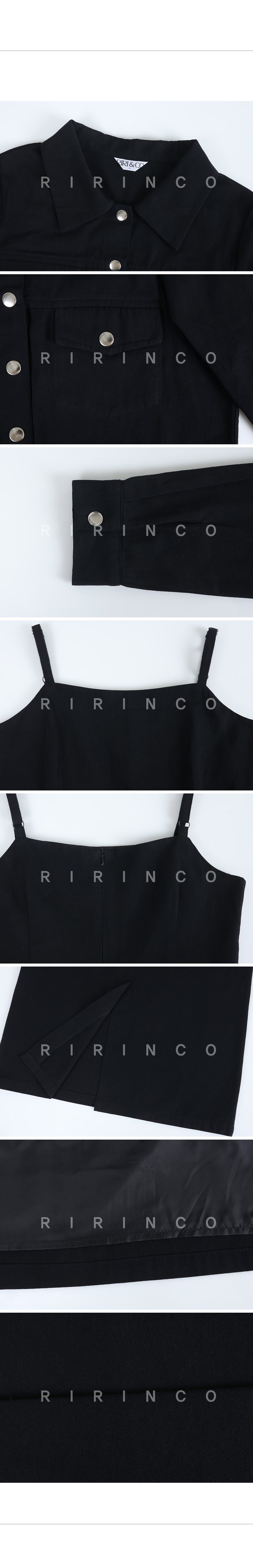 RIRINCO カラーネックジャケット＆ビスチェロングワンピースセット