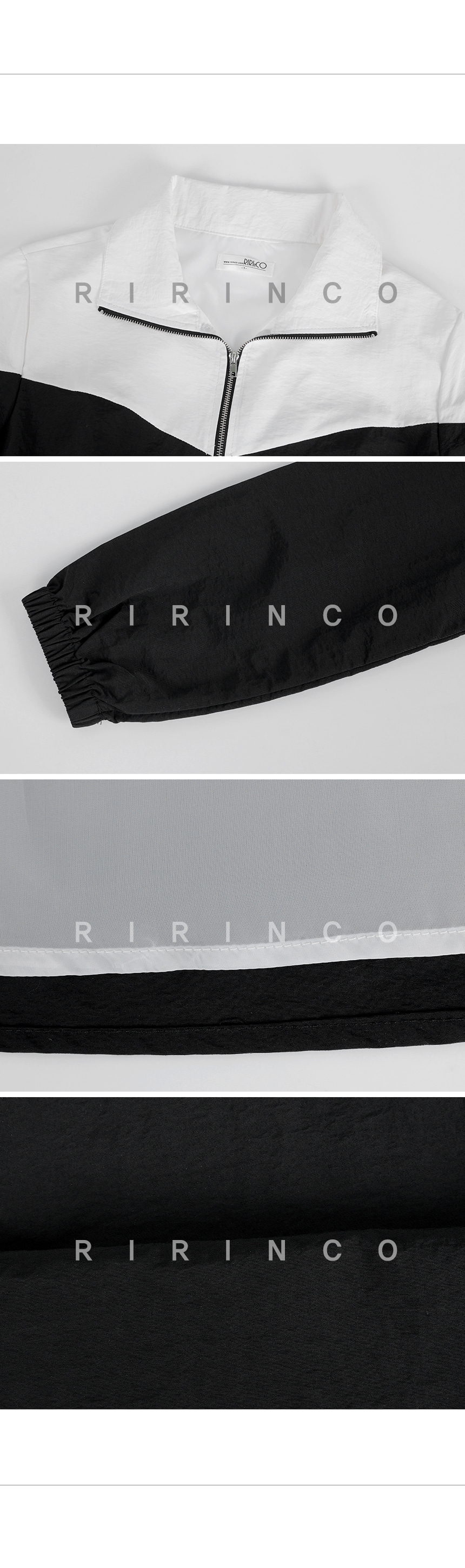 RIRINCO 配色ジップアップカラーネックミニワンピース