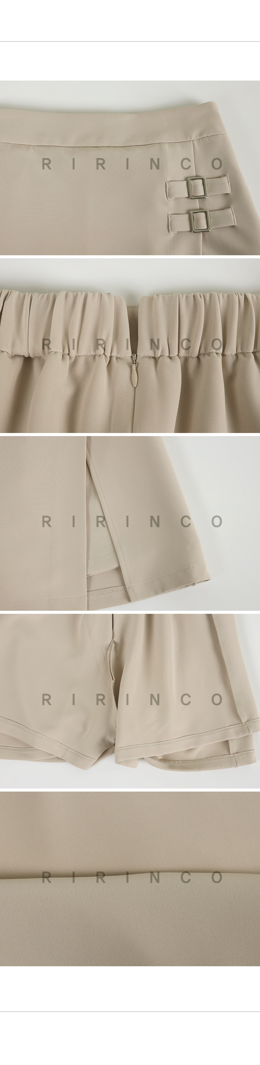 RIRINCO 後ろゴムバックルラップスタイルスカートパンツ