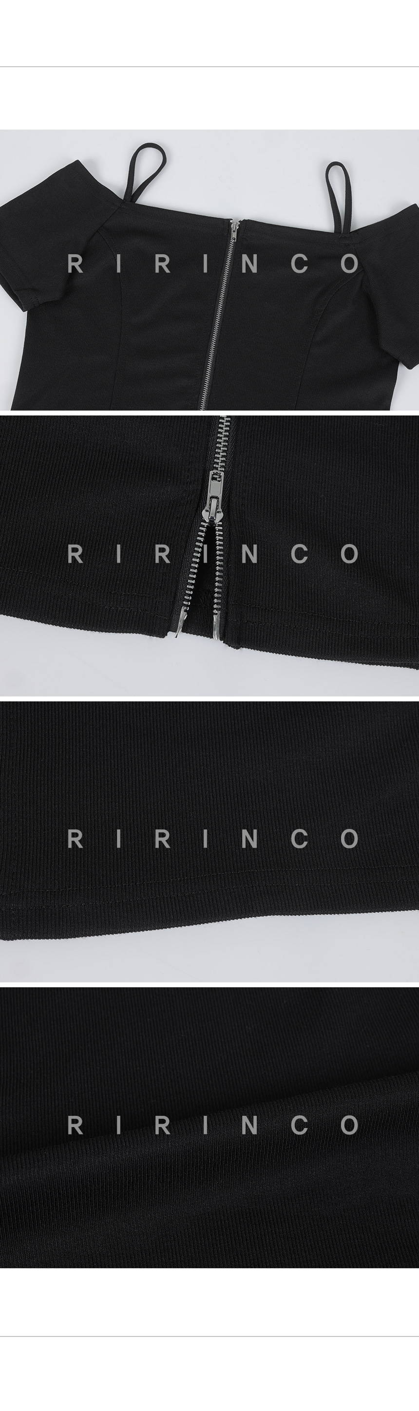 RIRINCO リブオフショルダーツーウェイジップアップ