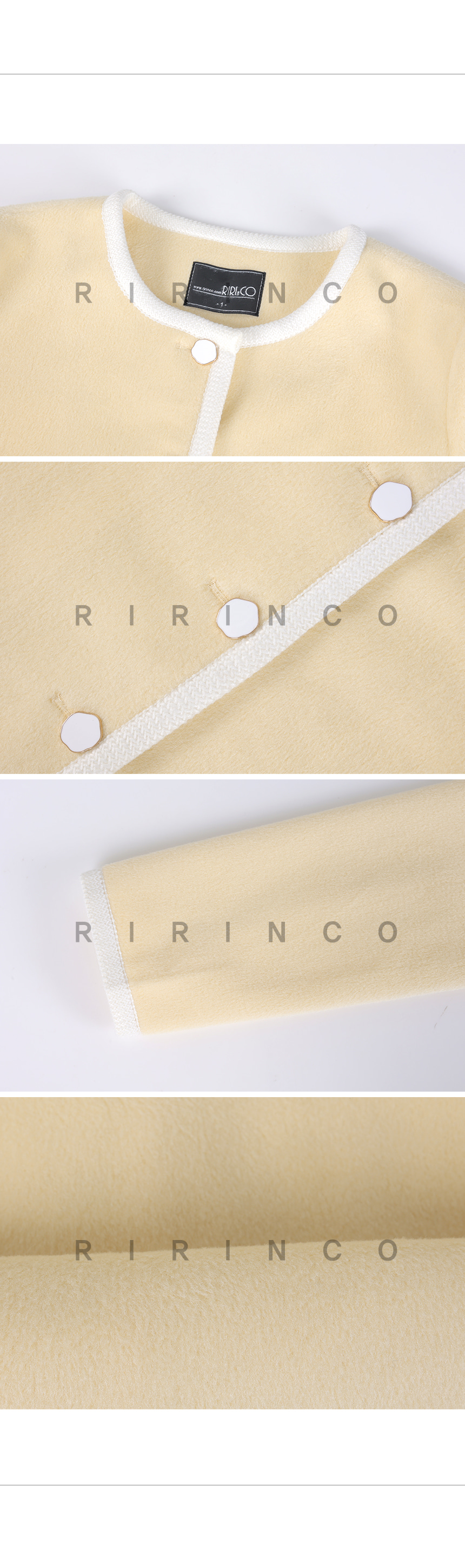 RIRINCO 表起毛バイカラーセミクロップドジャケット