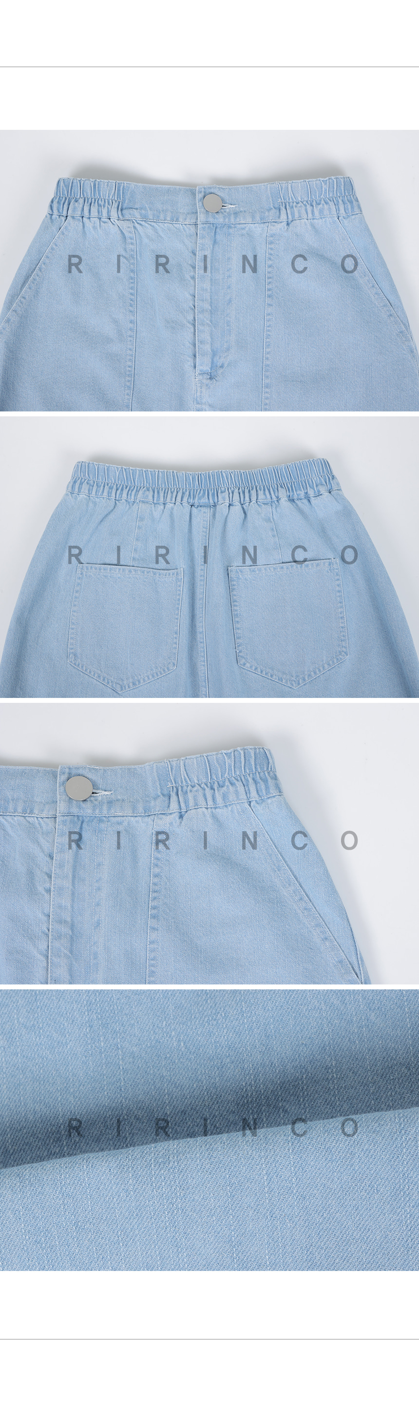RIRINCO ポケットバックゴムデニムミニスカート