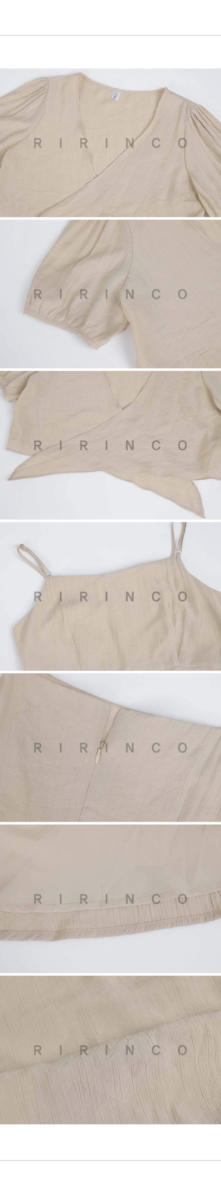 RIRINCO リボンストラップブラウス&ロングキャミワンピースセット