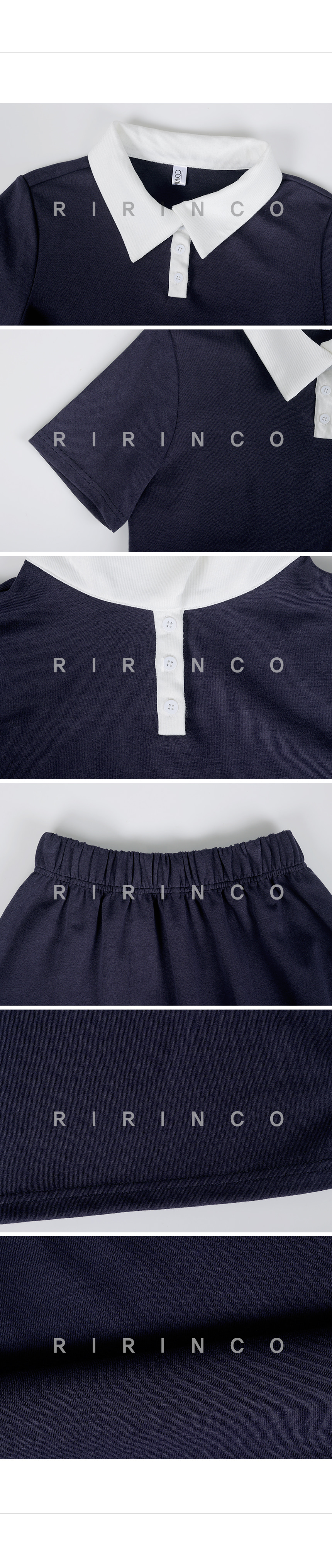 RIRINCO 配色カラートップス＆ウエストゴムミニスカートセット