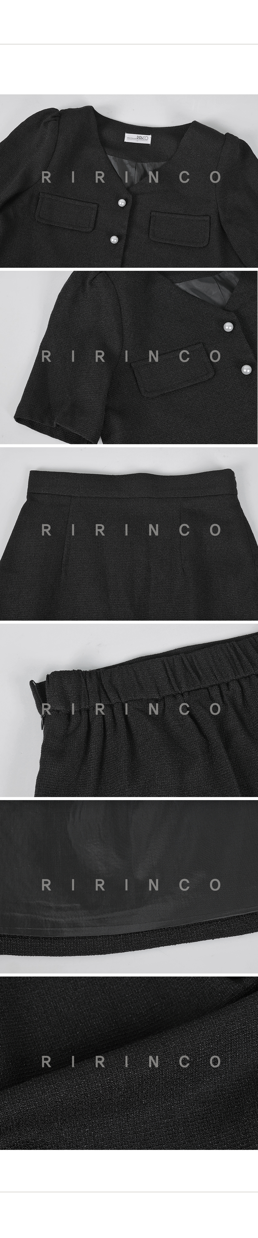 RIRINCO Ⅴネック半袖ジャケット＆バックゴムミニスカートセット
