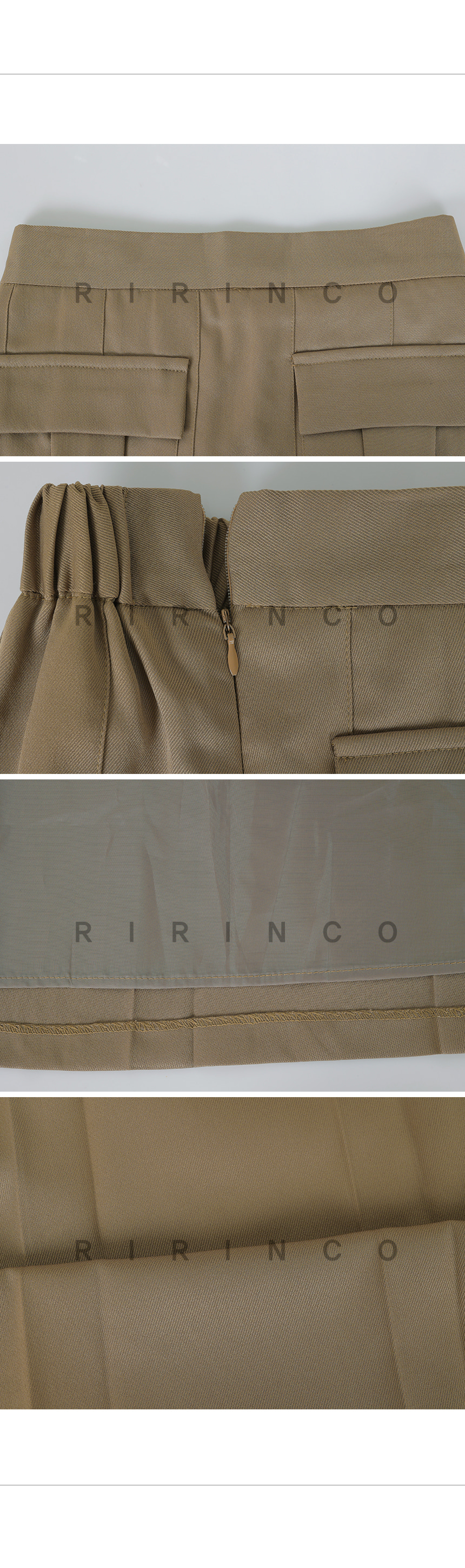 RIRINCO 後ろゴムプリーツカーゴロングスカート