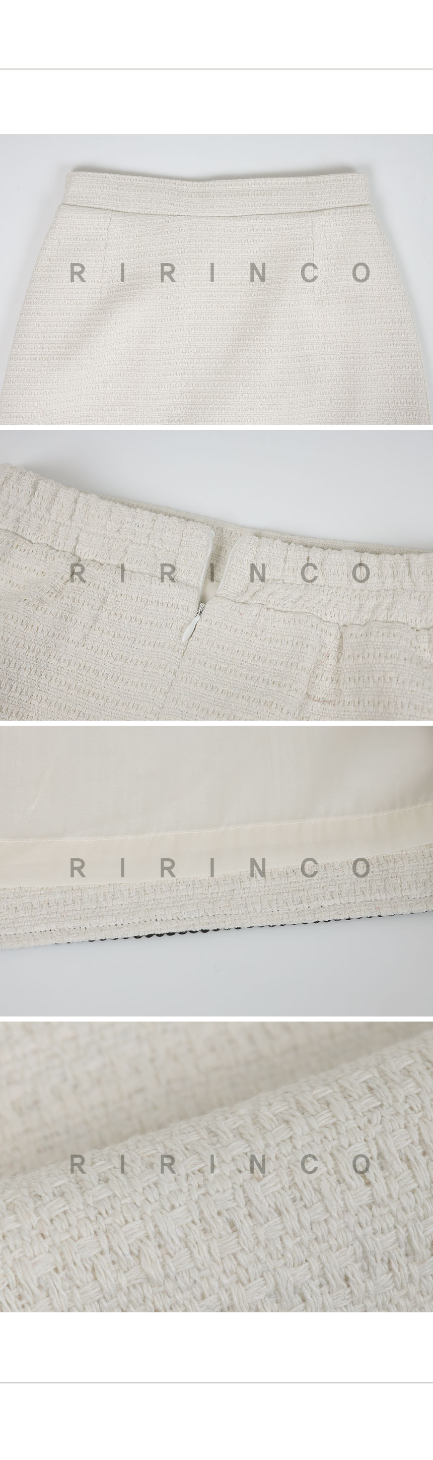 RIRINCO ツーピースツイード配色バックゴムスカート