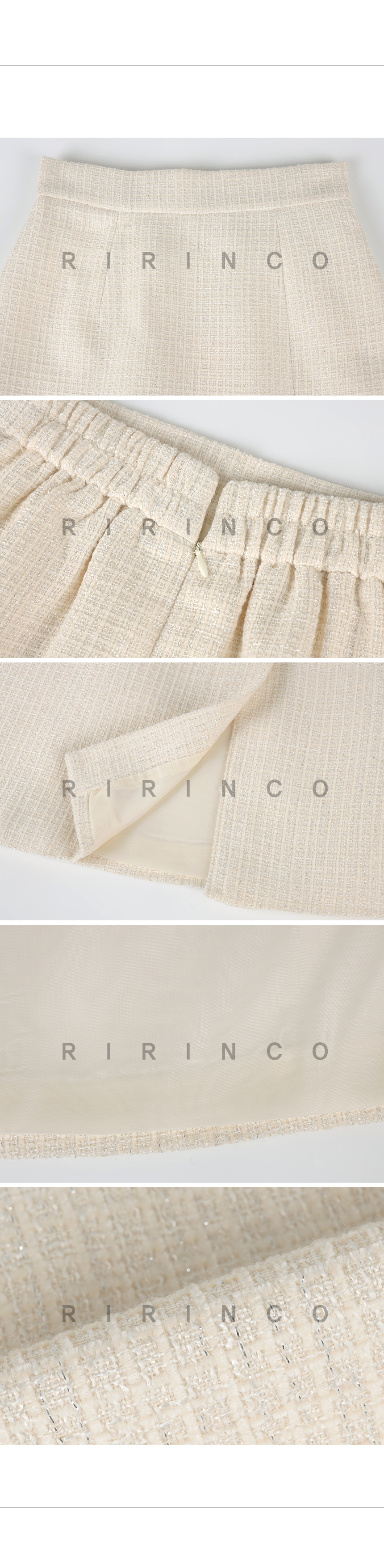 RIRINCO ツイードツーピースバックゴムロングスカート
