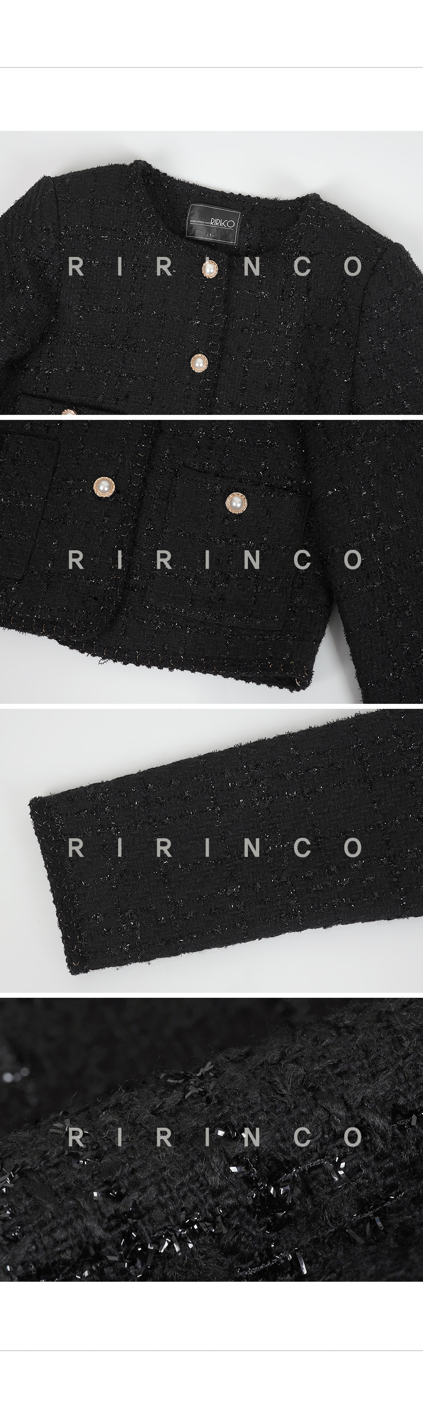RIRINCO ツイードツーピースクロップドジャケット