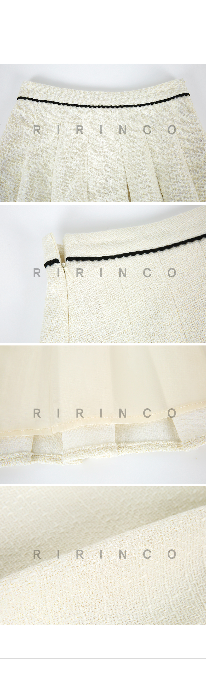 RIRINCO ツイードプリーツツーピースミニスカート