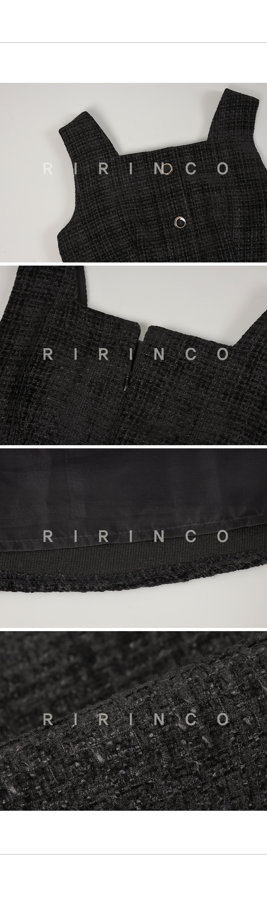 RIRINCO ツイードビスチェフリルロングワンピース