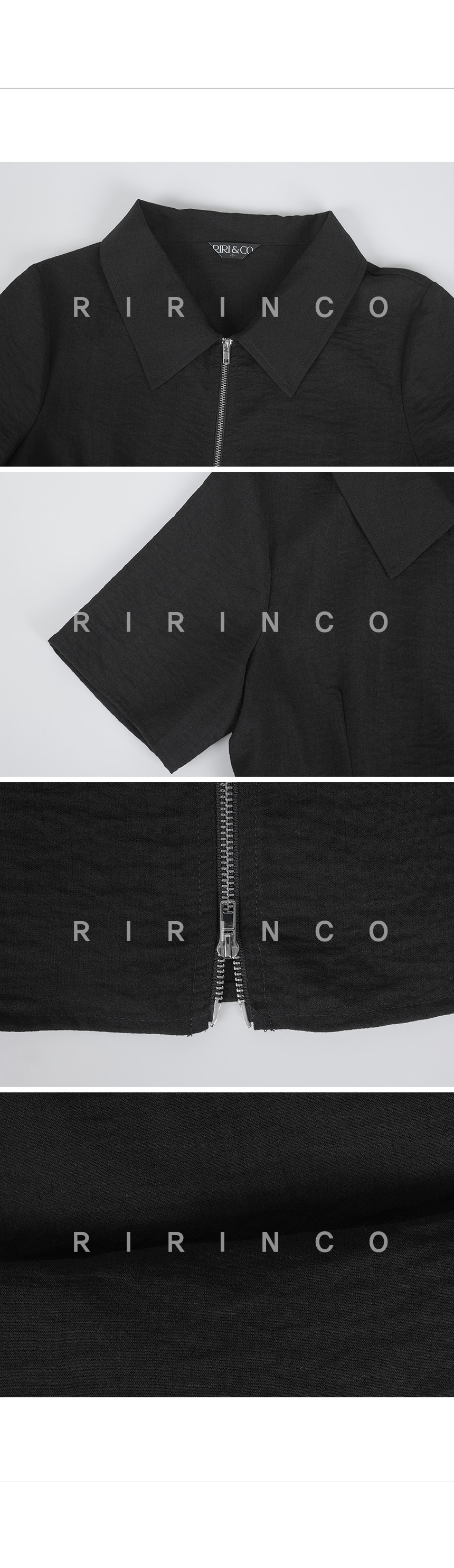 RIRINCO 2WAYカラーネッククロップド丈ジップアップ